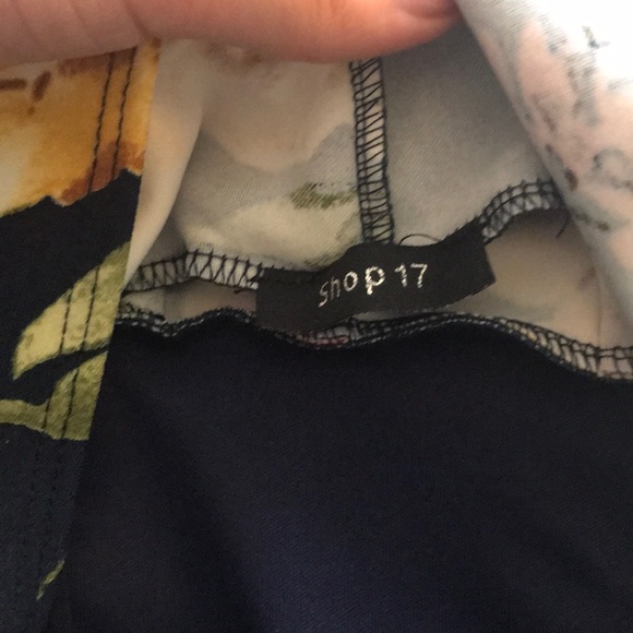 Navy Blue Romper with Flowers - Picture 3 of 3